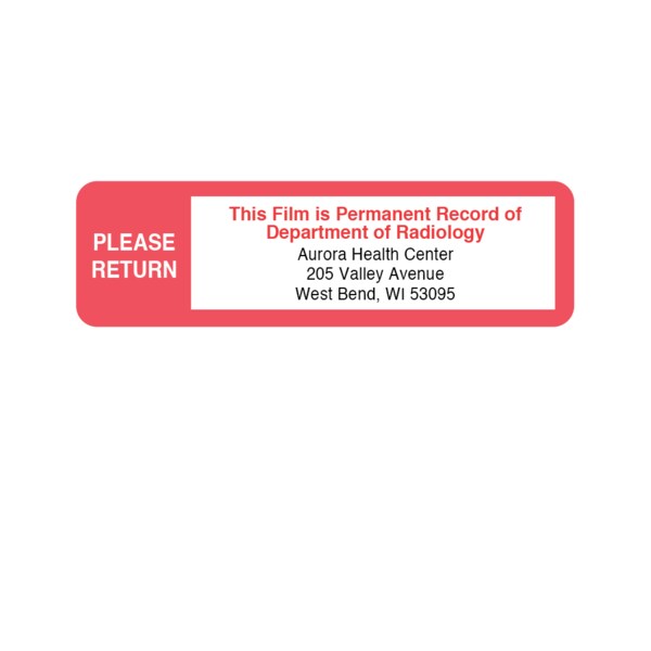 Please Return- Perm.Record w/Medical Cntr 7/8" x 3" White w/Red &Black